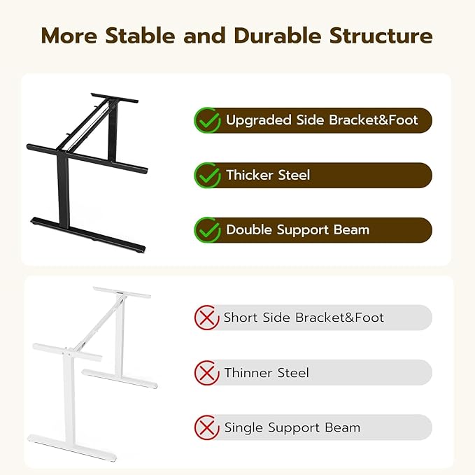 59 Inch L Shaped Standing Desk Adjustable Height, Electric Corner Standing Desk, Sit Stand Computer Table with Reversible Splice Board, Rustic Brown