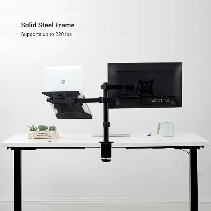 Progressive Desk Stand Up Electric Standing Desk, Compact Home Office Table, Black Frame and Dark Cherry MDF Tabletop Prime Ryzer 42" x 24"