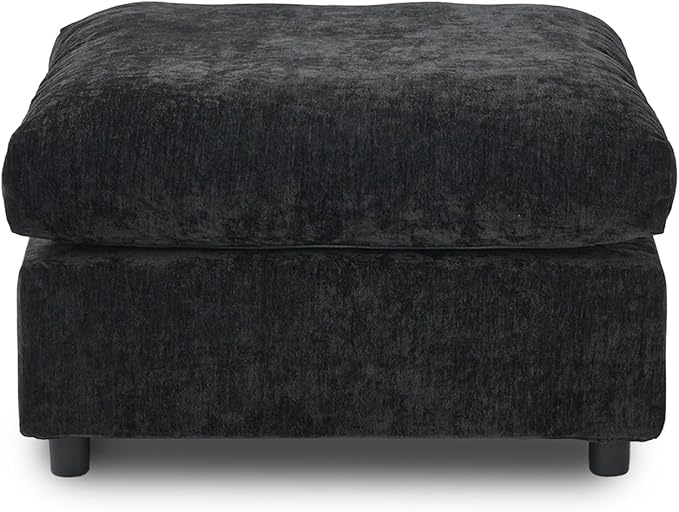 JACH Modern Ottoman Seater for Living Room, Cushion Covers Removable, Minimalist Footstool, Breathable Ottomans for Living Room, Apartment (Black)