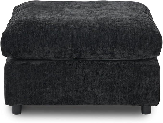 JACH Modern Ottoman Seater for Living Room, Cushion Covers Removable, Minimalist Footstool, Breathable Ottomans for Living Room, Apartment (Black)