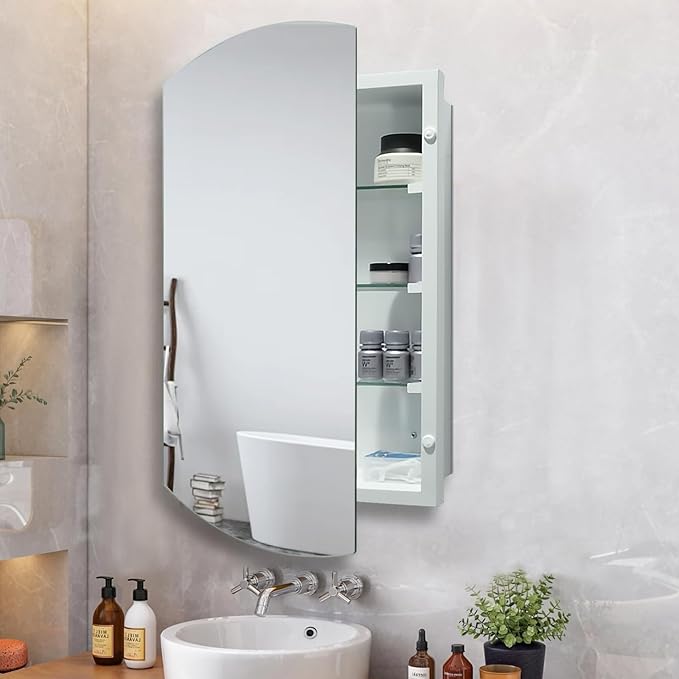 22x30 inch Medicine Cabinet Frameless Bathroom Mirror Cabinet Recess or Surface Mounted Medicine Cabinet with Mirror Cabinet for Bathroom Living Room Toilet Kitchen
