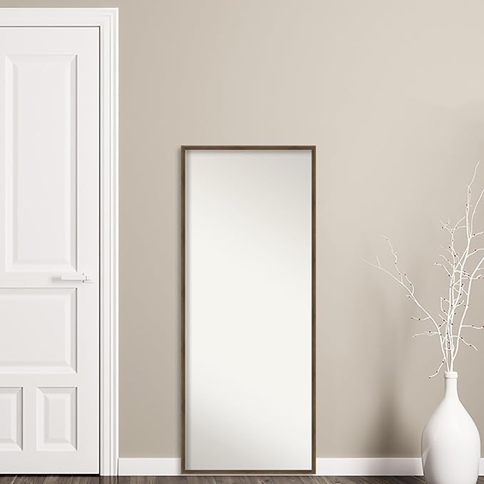Amanti Art Bronze Full Length Mirror, 61x25 Lucie Light Bronze Tall Free Standing Body Wall Mirror Full Length for Dressing, Modern Wood Frame, Lean on Floor or Hang, Wall Decor