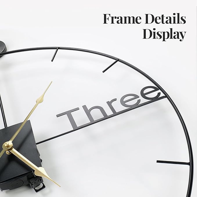 Extra Large Wall Clock 36 inch Battery Operated Wall Clock with Pendulum, Modern Silent Non-Ticking Metal Clock for Living Room Decor, Decorative Hanging Clock for Bedroom, Office, Kitchen, Home