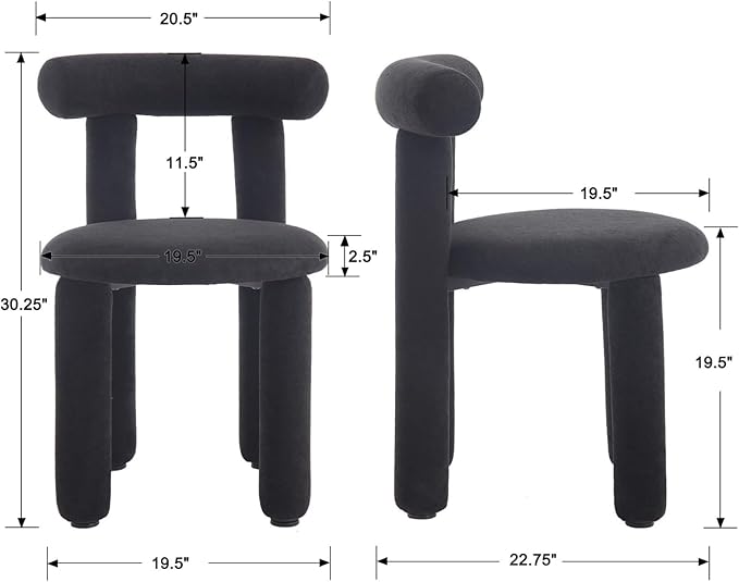 DUOMAY Modern Black Boucle Dining Chairs Set of 6, Sherpa Upholstered Kitchen Chairs Armless Barrel Back Dining Chair, Living Dining Room Chairs, Reception