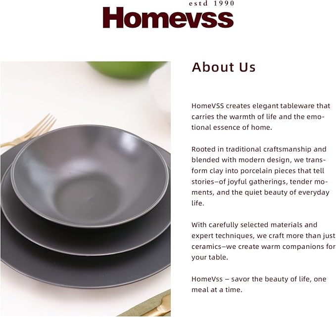 Stoneware Two-Tone Colors Life 12pc Dinner Set，Outside Shiny Black + Inside Matte Glaze Warm Grey