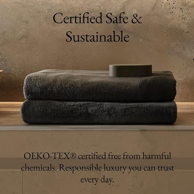 Italic Ultraplush 100% Australian Cotton Washcloths - Set of 2 Luxury Plush Face Wash Cloths, Soft and Absorbent 800 GSM Washcloth for Bathroom, Spa, Gym, Face and Body (Charcoal)