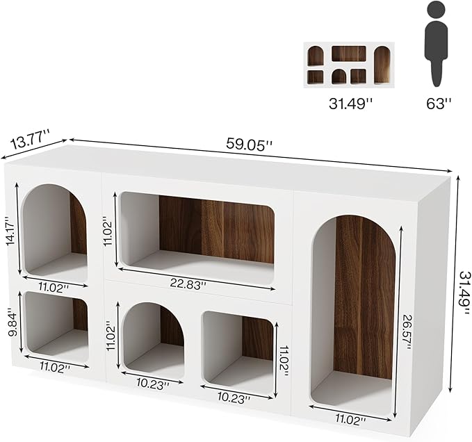 Tribesigns 59" White Console Table, Modern Entryway Table, Wooden Storage Organizer Entrance Table with 6 Compartments, Long Sofa Table, Behind Couch Table with Storage for Living Room, Hallway, Foyer