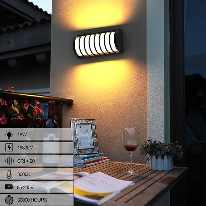 Sytmhoe Modern Outdoor Wall Lights 2Packs, 3000k Warm White LED Exterior Light Fixtures,Wall Mounted Lamps,Matte Black Porch&Patio Light,IP65 Waterproof for Hallway Stairs Gardens(2packs)