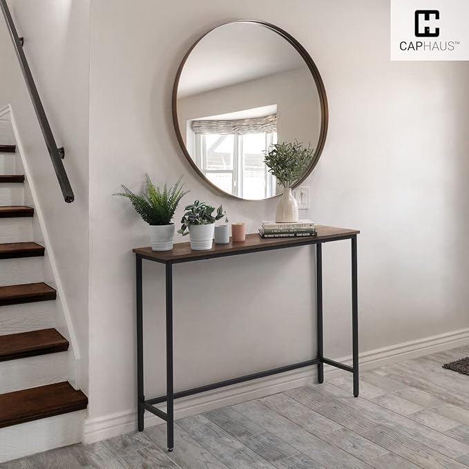 CAPHAUS 41” Classic Console Table for Entryway, Modern Sofa Tableau for Living Room, Industrial Console Mesa, Snack Entrance Accent Behind Couch Plant Table for Hallway, Rustic Oak