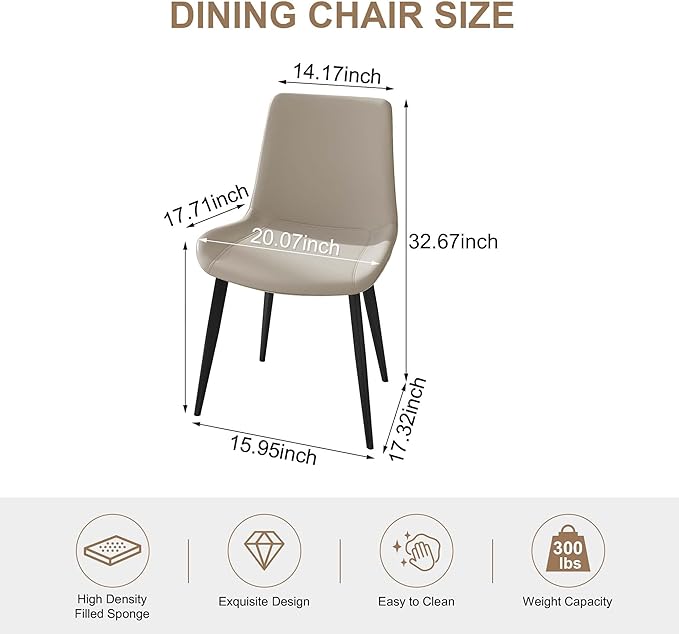 Dining Chairs with Comfortable Backrest and Sturdy Metal Legs, Modern Upholstered PU Leather Kitchen & Office Chairs for Dining Room, Restaurant Or Living Room (White, 8-Set)