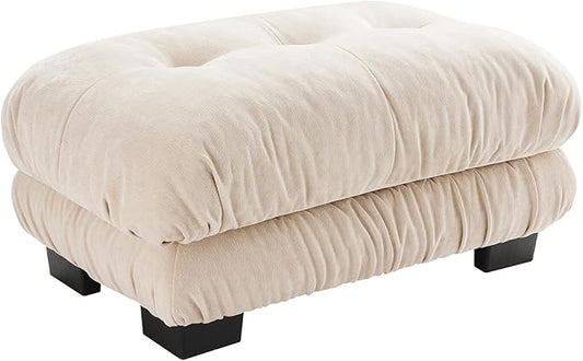 Beige Ottoman for Modular Sectional Sofa, Single Sofa, Ottoman Seat for Convertible Sectional, Chenille Sofa Couch for Living Room, Bedroom, Apartment