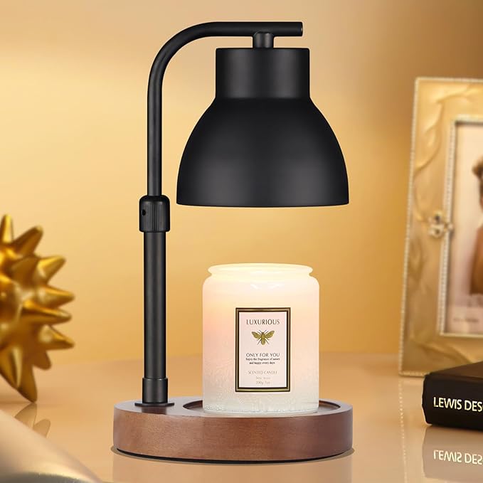 Dimmable Candle Warmer Lamp Adjustable Height Electric Wax Melt Warmer for Jar Scented Candles Suitable for Home Office Decor Birthday Gifts for Women Mom Grandma（with 2 Bulbs）