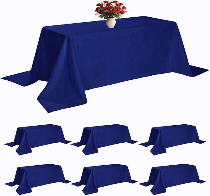 6 Pack Royal Blue Tablecloth 90 x 156 Inch Table Cloth for 8 Foot Rectangle Tables, Wrinkle Resistant Washable Polyester Fabric Table Covers for Party, Wedding,Dining,and Banquet
