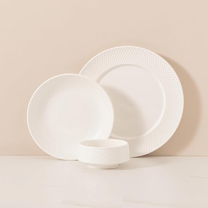 Dinnerware sets plates and bowls sets modern plates,Handmade Reactive Glaze Stoneware Plates and Bowls Sets,Highly Scratch Resistant Dishwasher & Microwave Safe Dishes Set (style - 6, 4 - Set (12pcs))