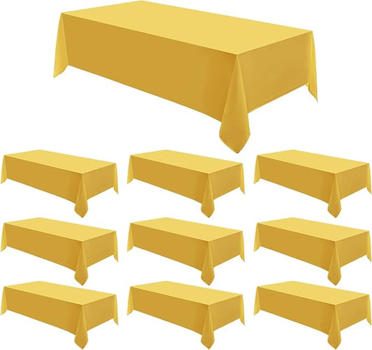 Rectangle Tablecloths 90x132 Inch 10 Pack Yellow Tablecloth for 6ft Washable Decorative Linen Polyester Table Cloths for 8ft Dining Table Banquets Buffet Parties and Wedding