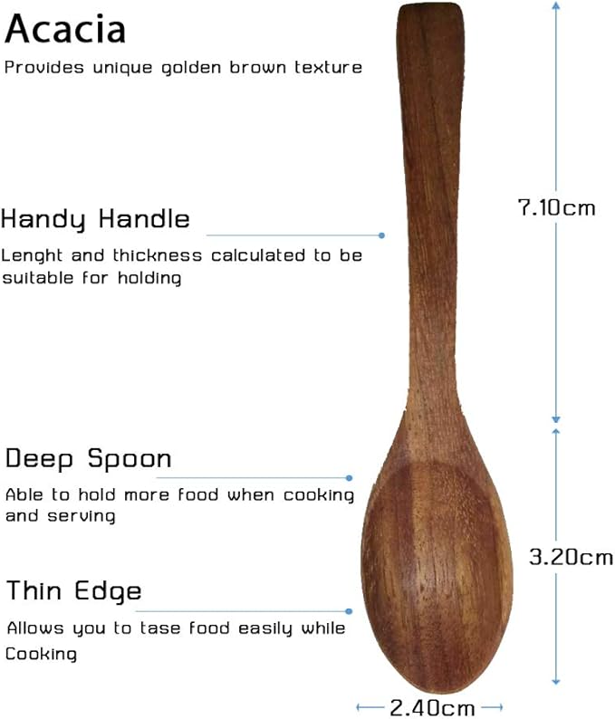 Set of 4 Small Round Acacia Wooden Bowls 3¾ Inch Diameter 1½" High With Spoons - Stackable Mixing Bowl Salad Soup Snack Dip Sauce Charcuterie Wood Tableware Sets for Decor and Serving