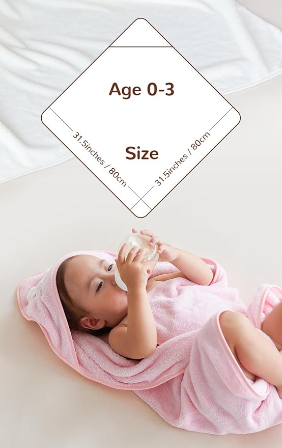 Baby Bath Towel,2 Pack Hooded Babie Towels for Newborn,Infant,Toddler,Ultra Absorbent Soft (White Bear+Elephant)