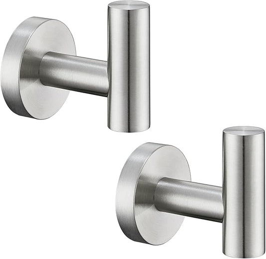 Angle Simple Bathroom Towel Hook 2 PCS, SUS304 Stainless Steel Bath Robe Holder, Modern Hand Towel Hanger Wall Mounted, Brushed Nickel