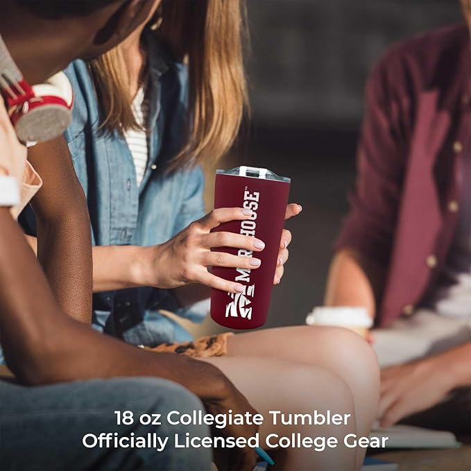 Campus Colors NCAA Stainless Steel Tumbler perfect for Gameday - 18 oz - Double Walled - Keeps Drinks Perfectly Insulated (Morehouse College - Maroon)