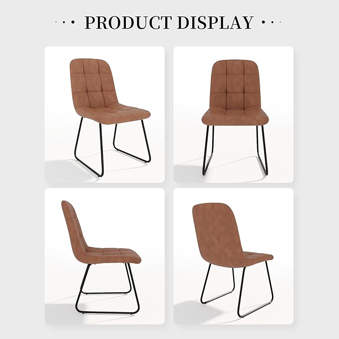 Dining Chairs Set of 2, Modern Kitchen Faux Leather Dining Room Chair for Kitchen Living Dining Room (2 Brown)