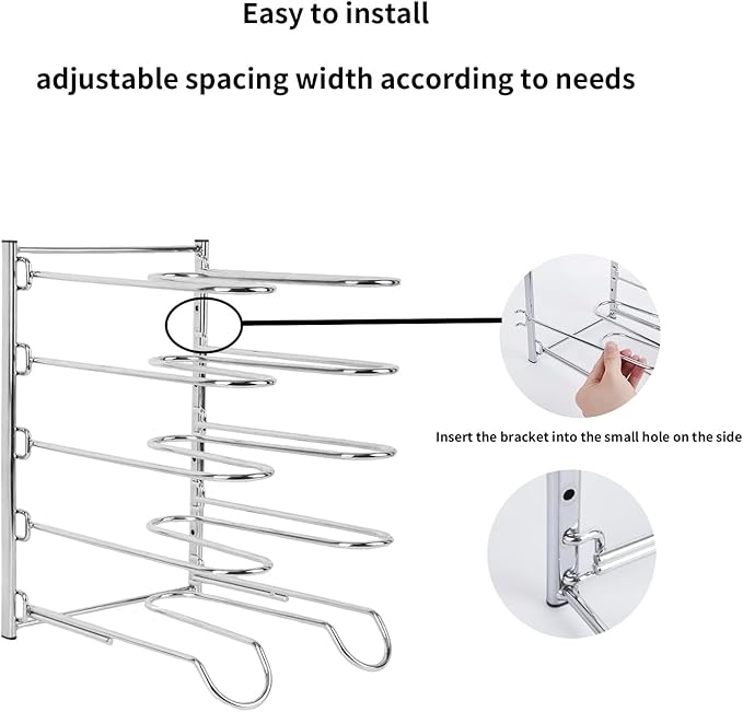 Pizza Rack, 5-Tier Stainless Steel Pizza Pan Storage Rack, Compact and Convenient Design for Easy Storage Multiple Pizzas pan 10.43" L x 8.52" W x 13" H, Pizza Pan Rack