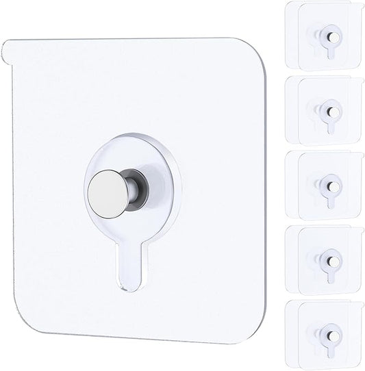 Uniclife 10 Pcs Self Adhesive Picture Hooks 33 Max lbs Load Heavy Duty Picture Hangers Without Nails Wall Hooks for Hanging Transparent Waterproof Frame Hangers Sticky Hook for Bathroom Kitchen