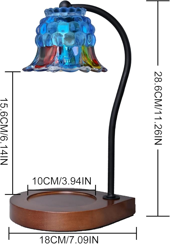 Candle Warmer Lamp Timer for Women Mom, House Warming Gifts New Home Decor, Modern Farmhouse Decor, BlueColorful Glass Flower Candle Warmer for Jar Candles with 2 Bulb