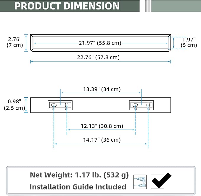 APLusee Square Towel Bar Brushed Nickel, 22.8" 304 Stainless Steel Towel Rack for Bathroom Kitchen Wall Mounted, Rustproof & Heavy Duty Towel Holder