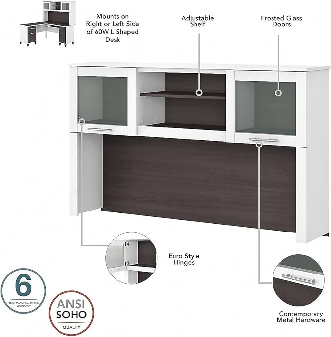 Bush Furniture File Drawer Accommodates Letter-Size documents While Box Drawer Stores Office Supplies and Utensils