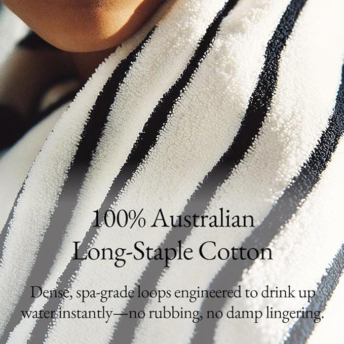 Italic Ultraplush 100% Australian Cotton Bath Sheets - Set of 2 Luxury Extra Large Heavy Duty Bath Sheets, 800GSM Plush and Absorbent Sheets, Resort Grade Striped (White and Blue)