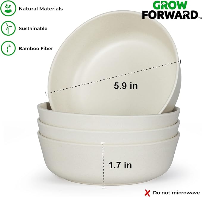 Grow Forward Bamboo Kids Plates and Bowls Sets - 8-Piece Dishwasher Safe Non Toxic Plates for Kids - Reusable Eco Friendly BPA Free Dishes Dinnerware Sets for Children - Arctic