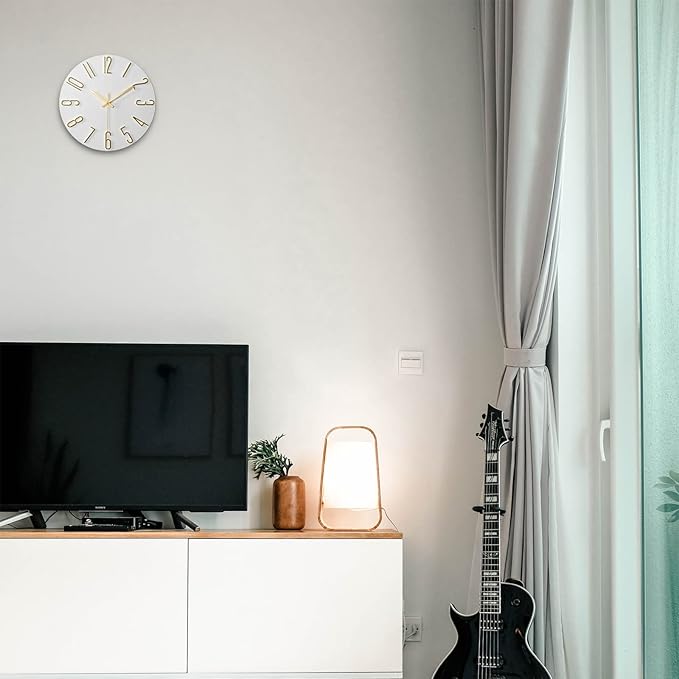 Wall Clock, Silent Clock, Wall Clocks Battery Operated， 12 inch Modern Wall Clock, Suitable for Offices, Living Rooms, Kitchens, Homes, Schools (White)