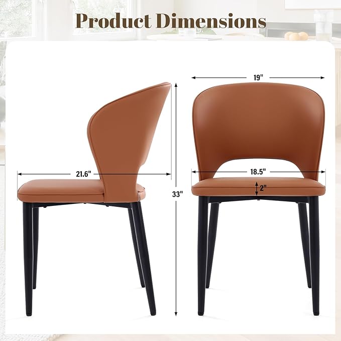 Homcosan Dining Chairs Set of 4, Modern Kitchen Chairs with Cross Structure & Exquisite Piping Design, Easy Assembly, Faux Leather Dining Room Chairs for Living Room Lounge, Bedroom, Brown