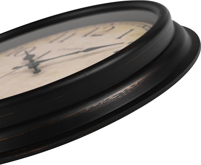 16 Inch Wall Clock Battery Operated Silent Vintage Quartz Analog Round Large Wall Clocks for Living Room Office Kitchen Decor, Bronze