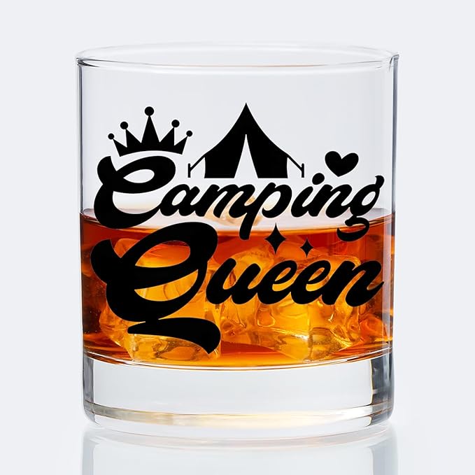 Camping Lovers Gifts Old Fashioned Whiskey Glasses, Camper Gifts for Women, Rv Traveler Gift 10 oz Rocks Barware Cup for Cocktail Drinks Scotch Bourbon Liquor