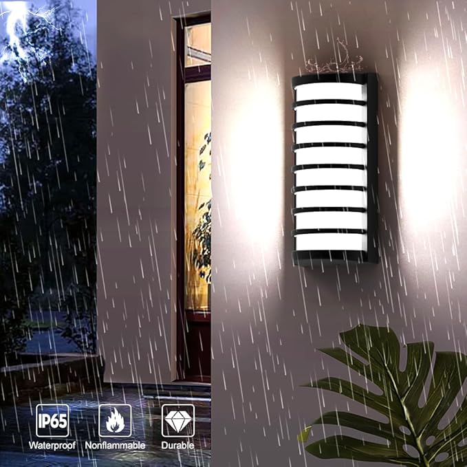 Sytmhoe Modern Outdoor Wall Sconce Lights,LED Exterior Wall Light Fixtures,6000k Cool White Wall Mounted LED Lamps,Black Porch&Patio Light for House,IP65 Waterproof for Hallway Stairs Gardens(6000k)