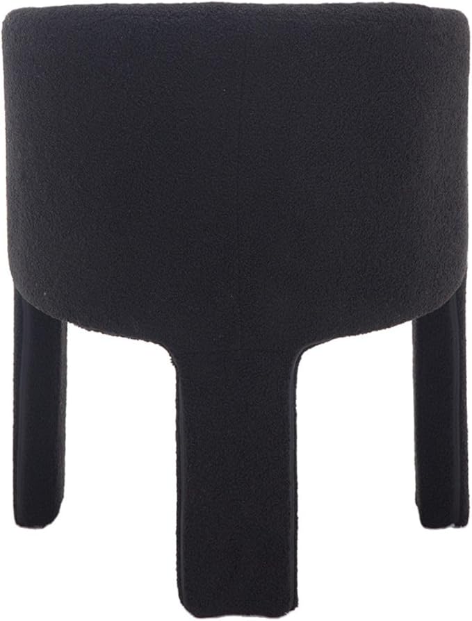 Modern Sherpa Barrel Dining Chairs Set of 3, Upholstered Boucle Kitchen Accent Dining Chairs with Arms Comfy Makeup Vanity Chair, Black