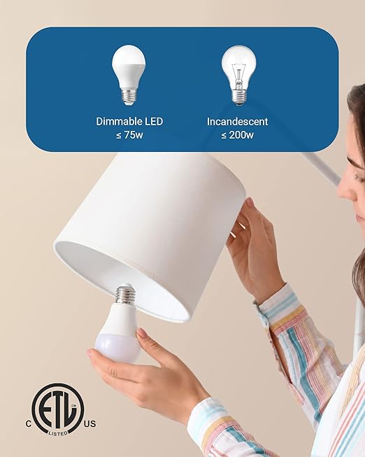 DEWENWILS Touch Dimmer Switch, Touch Pad Control with 3 Levels of Dimming, Dimmable LED/CFL Lights, and Incandescent Bulbs, Extension Cord, ETL Listed, White