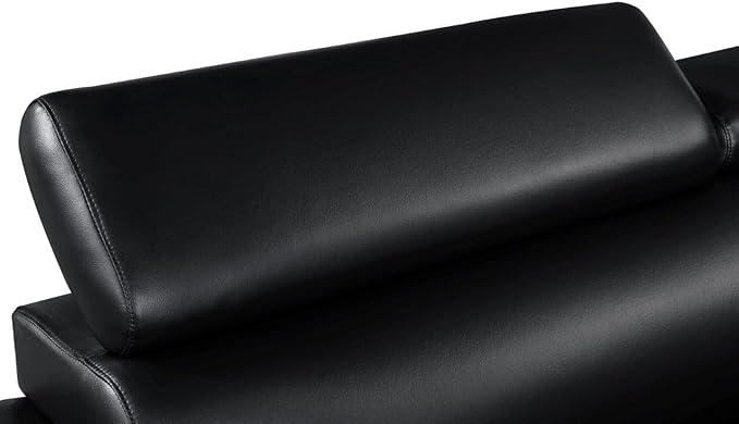 Blackjack Furniture 4571 Veal Collection Modern Genuine Leather Accent Chair with Adjustable Headrest, Sturdy Wood Frame and Stainless Steel Legs, Stylish Living Room Arm Chair, Black