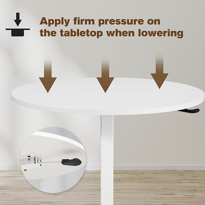 Round Bar Table, Adjustable Height and Rolling Small Dining Table, Dual-Use Cocktail Table with Removable Casters for Bar, Bistro, Café,White