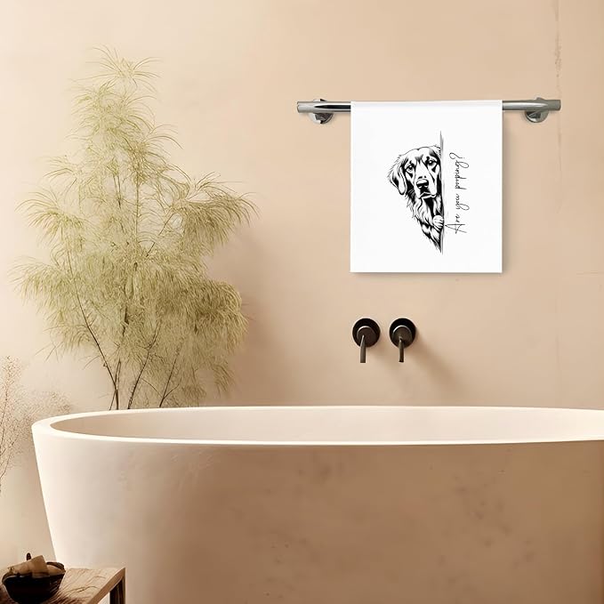 Funny Golden Retriever Dog Hand Towels, Dog Bathroom Decor, Gifts for Golden Retriever Lovers Decorative Hand Towels for Bathroom Washroom Restroom Toilet, 16x24 Inch Set of 2