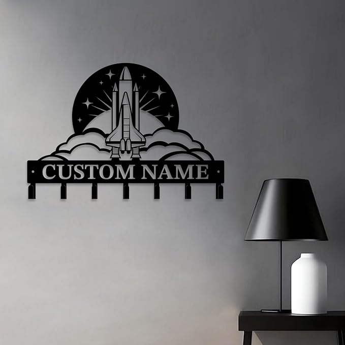 Personalized Custom Astronaut Rocket Metal Wall Keys Hooks,Clothes Hooks Astronaut Art coat racks,door holder,Black Astronaut decorations for home,Entrance doors,Hallway, Bedroom,Keys,Hats (Style F)