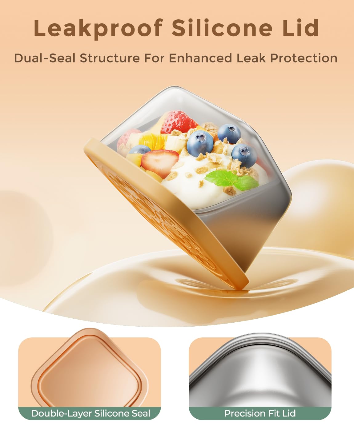 Osfel 3 Pack 6oz Stainless Steel Snack Containers and 3 Pack 2oz Salad Dressing To Go Containers with Silicone Lids, Reusable Square Meal Prep Condiment Sauce Containers Lunch Box Accessories