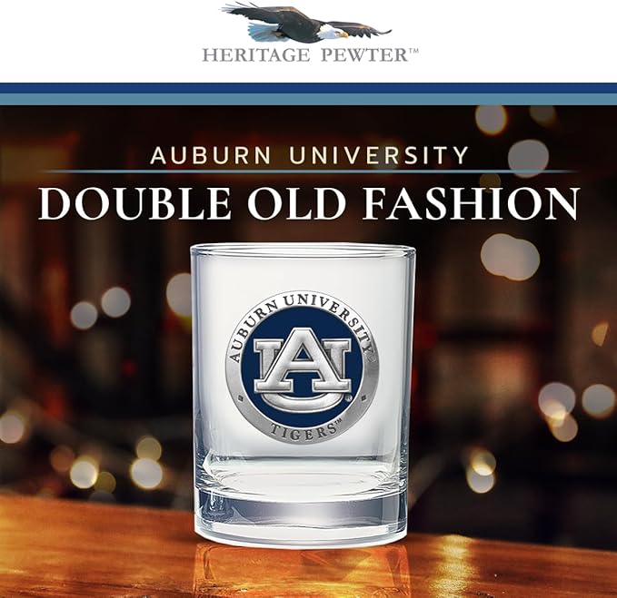 Heritage Pewter Auburn Double Old Fashion | Double Rocks Glass 14 OZ for Liquor | Expertly Crafted Pewter Glass