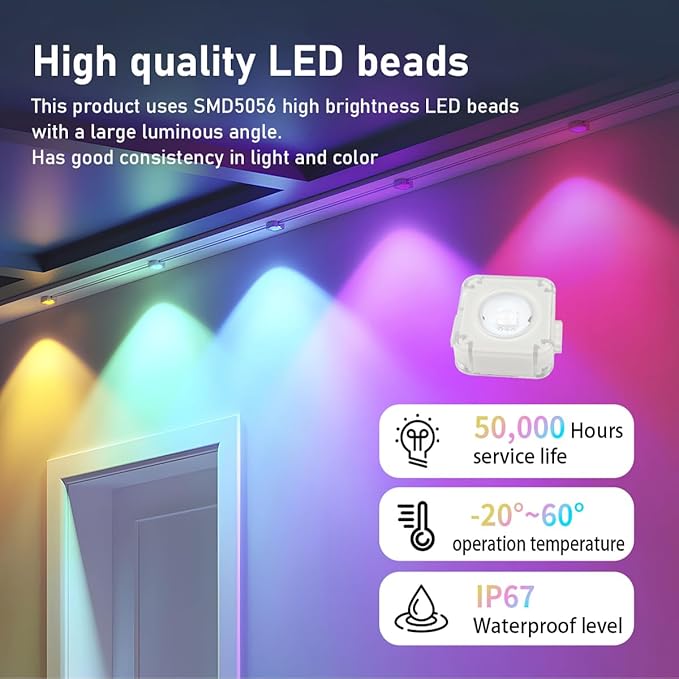Permanent Outdoor Light,100ft with 72 LED Eaves Lights,Smart RGB Outdoor Lights with 75 Scene Modes,IP67 Waterproof,for Halloween Decorations,Christmas,Party,with App and Remote