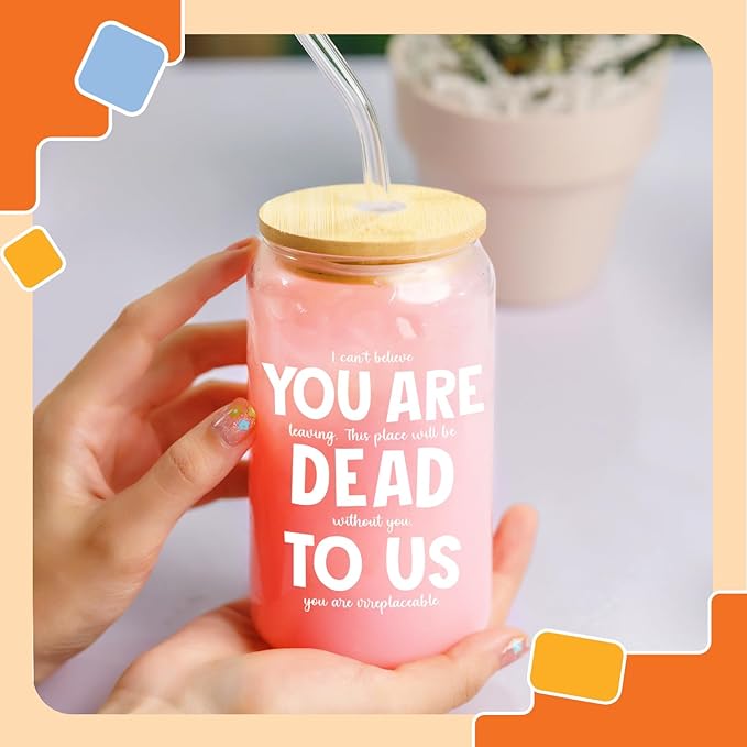 NewEleven Coworker Leaving Gifts - Gifts For Coworker Farewell, Going Away, Goodbye, New Job - Good Luck Presents For Friends, Boss, Women, Work Bestie – 16 Oz Coffee Glass