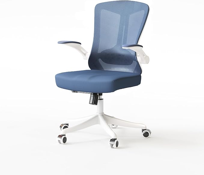 Office Chair,Ergonomic Comfy Home Desk Chair with 350LBS Capacity,High Back Gaming Chair with Wheels,Mesh Computer Chair,Lumbar Support, Adjustable Headrest,Flip-up Armrest (01Blue)