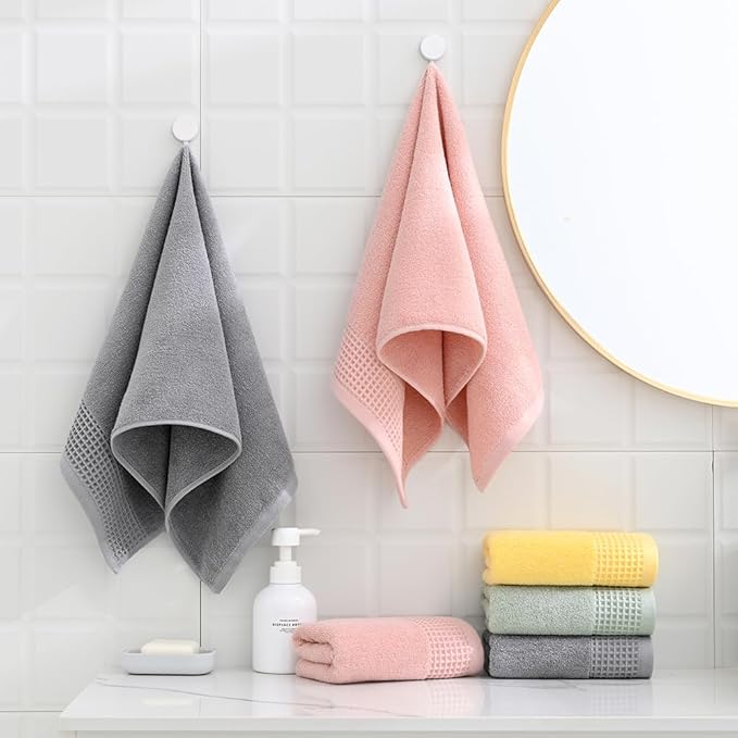 sense gnosis Green Hand Towels Terry & Waffle Weave Design Premium 100% Cotton 2 PC Towel Set Soft Absorbent Quickdry Spring Decorative Bathroom Hand Towel 13X 29 Inch
