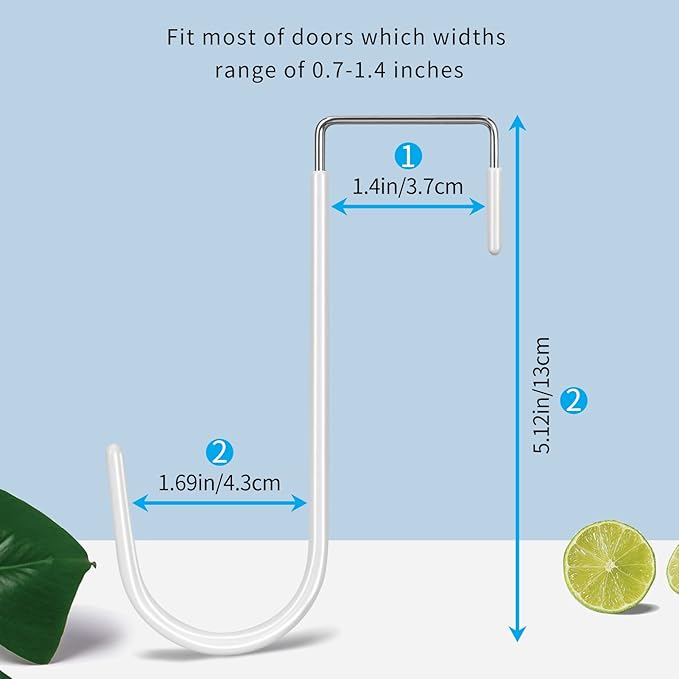 FYY Over The Door Hooks, 10 Pack Door Hangers Hooks with Rubber Prevent Scratches Heavy Duty Organizer Hooks for Living Room, Bathroom, Bedroom Hanging Clothes, Towels, Hats, Coats, Bags White
