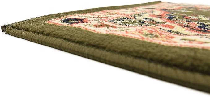 Unique Loom Reza Collection Traditional Persian Style Area Rug, 2 ft 2 in x 8 ft 2 in, Olive/Ivory